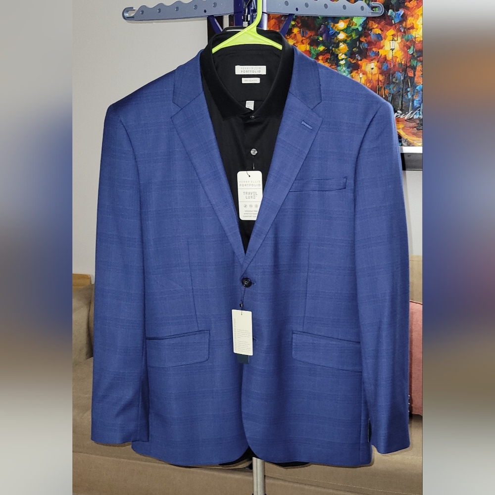 Perry Ellis Blue Suit/Blazer Coat 46 Short